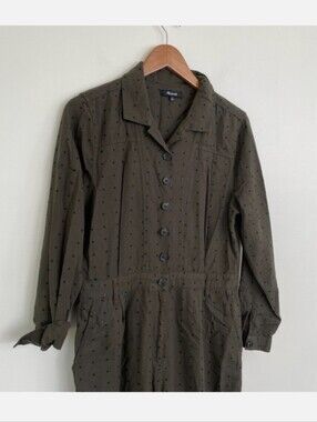 Madewell Olive Jumpsuit with Black Polka Dot Print